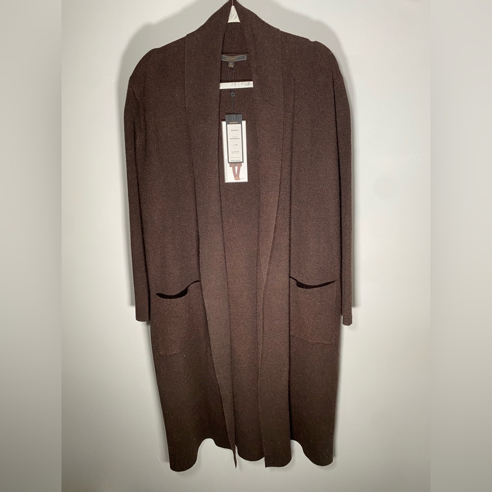 NWT Max sport Duster Long Lux Cardigan - Color: Heather Brown sweater - Size M - Picture 1 of 5
